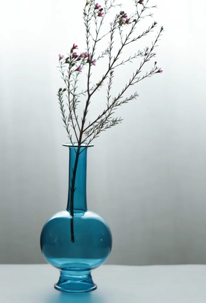 Moderné Páva Modrá Váza Európskej Glazúra Hladené Priehľadné Presklené Váza Ozdoby Obývacia Izba Ploche Kvetinové Vázy, Dekorácie Nové Obrázok 4