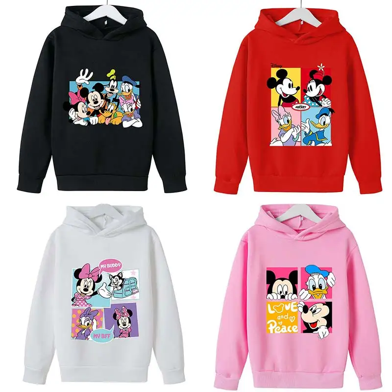 deti oblečenie dievčatá chlapci oblečenie Donald Duck Mickey Mouse Vzor Deti mikina s kapucňou Top Fashion Vonkajšie pulóver Deti Obrázok 0