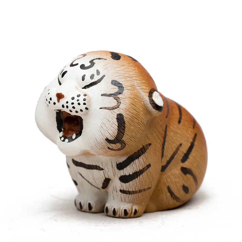 1PC Módne Fialové Hliny Malé Čajové Pet Šťastie Tiger Figúrka Ornament Boutique Čaj Príslušenstvo Remesiel Domov Čaj Dekorácie Obrázok 4