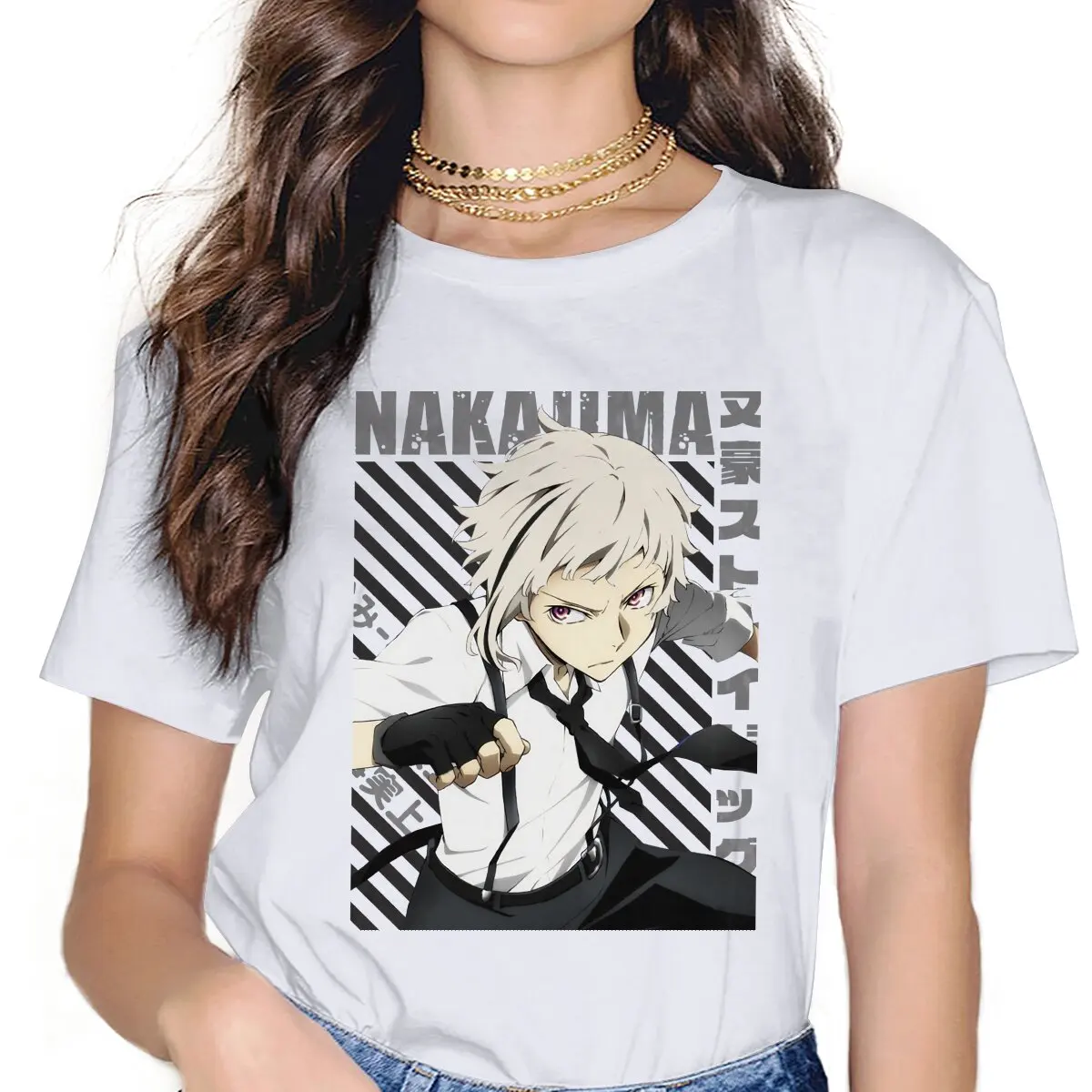 Atsushi Nakajima Ženské Košele Bungou Túlavých Psov Wan Anime Nadrozmerné T-shirt Harajuku Vintage Žena Blusas Obrázok 0