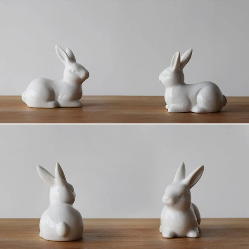 Keramické Roztomilý Pure White Rabbit, Porcelánové Figúrky Tabuľka Domáce Dekorácie Čína Darček Moderná Socha Ručne vyrobeného nábytku Obrázok 1