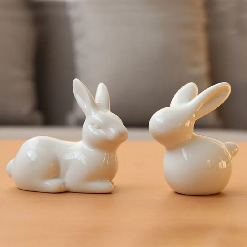 Keramické Roztomilý Pure White Rabbit, Porcelánové Figúrky Tabuľka Domáce Dekorácie Čína Darček Moderná Socha Ručne vyrobeného nábytku Obrázok 4