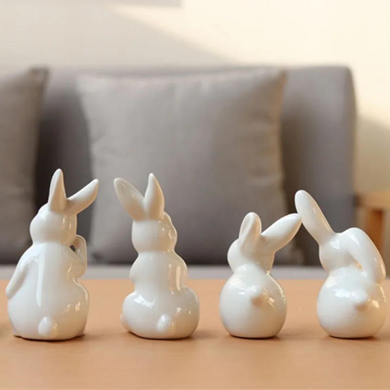 Keramické Roztomilý Pure White Rabbit, Porcelánové Figúrky Tabuľka Domáce Dekorácie Čína Darček Moderná Socha Ručne vyrobeného nábytku Obrázok 5
