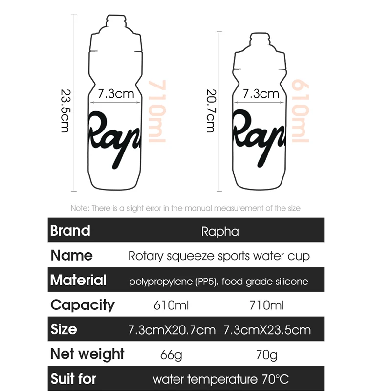 Rapha BPA Free Cyklistická Fľaša na Vodu 610/710 ml nepriepustných Stlačiteľný MTB, Road Bike Fľaša Kempovanie Turistika Športové Cyklistické Kanvica Obrázok 4