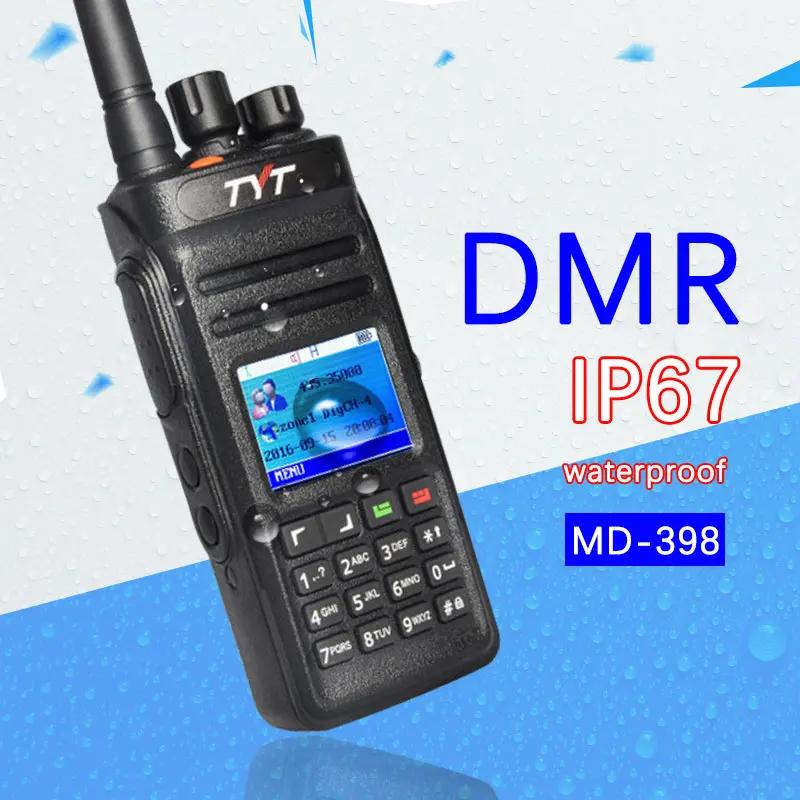TYT MD398 Digitálne DMR Walkie Talkie Vodotesný IP67 obojsmerné Rádiové Vysoký Výkon 10W Ham Radio Vysielač Obrázok 1