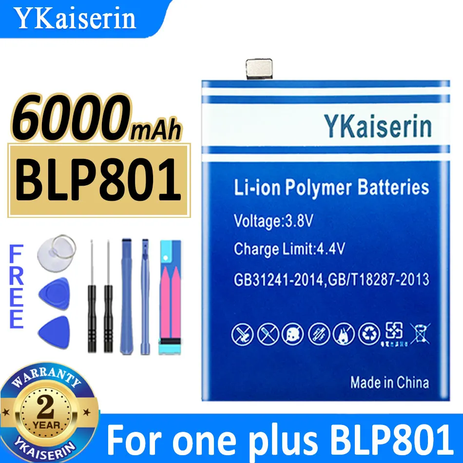 YKaiserin Náhradné Batérie Telefónu BLP801 pre OnePlus 1. 8T BLP801 Telefón Batéria s Vysokou Kapacitou 6000mAh Telefón Batérie Obrázok 0