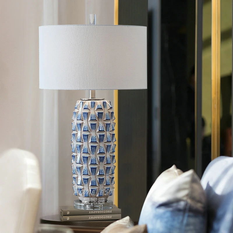 Svetlo luxus, stolná lampa, spálne, nočná lampa moderného jednoduché taliansky návrhár obývacia izba Blue Villa keramická stolná lampa Obrázok 0