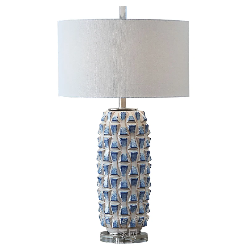 Svetlo luxus, stolná lampa, spálne, nočná lampa moderného jednoduché taliansky návrhár obývacia izba Blue Villa keramická stolná lampa Obrázok 1