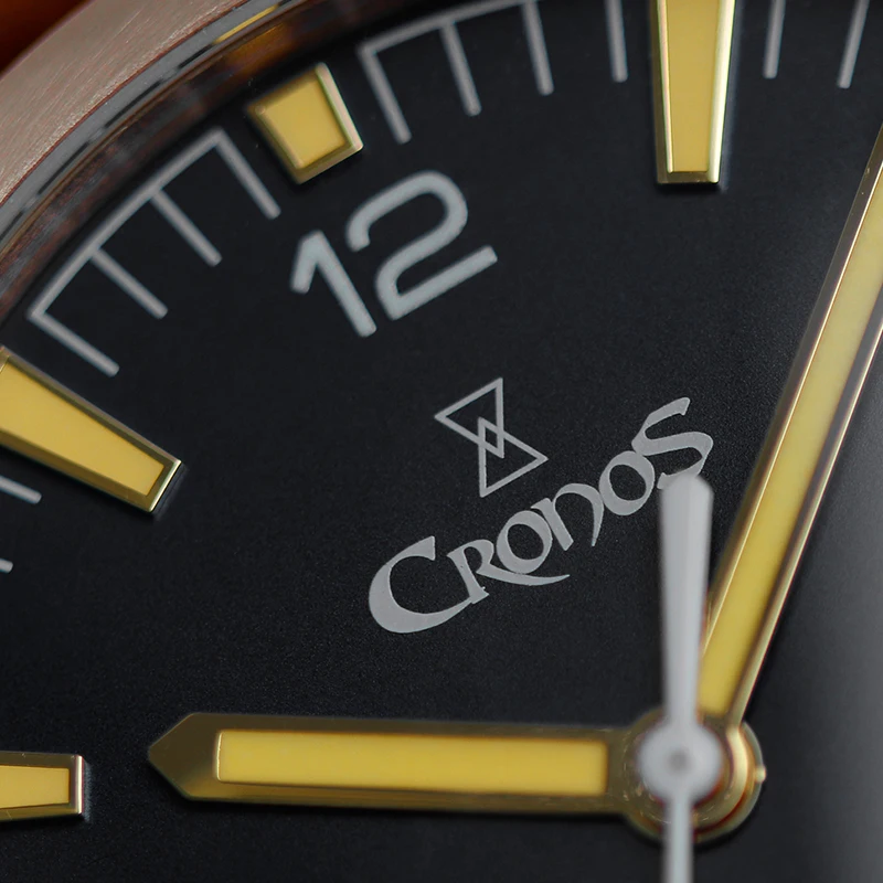Cronos Vysoká Kvalita Mužov Sledovať Bronz CuSn8 Automatické SW200 Pohyb C3 Svetelný Sapphire Crystal Kožený Remienok Hodiny Reloj Obrázok 5