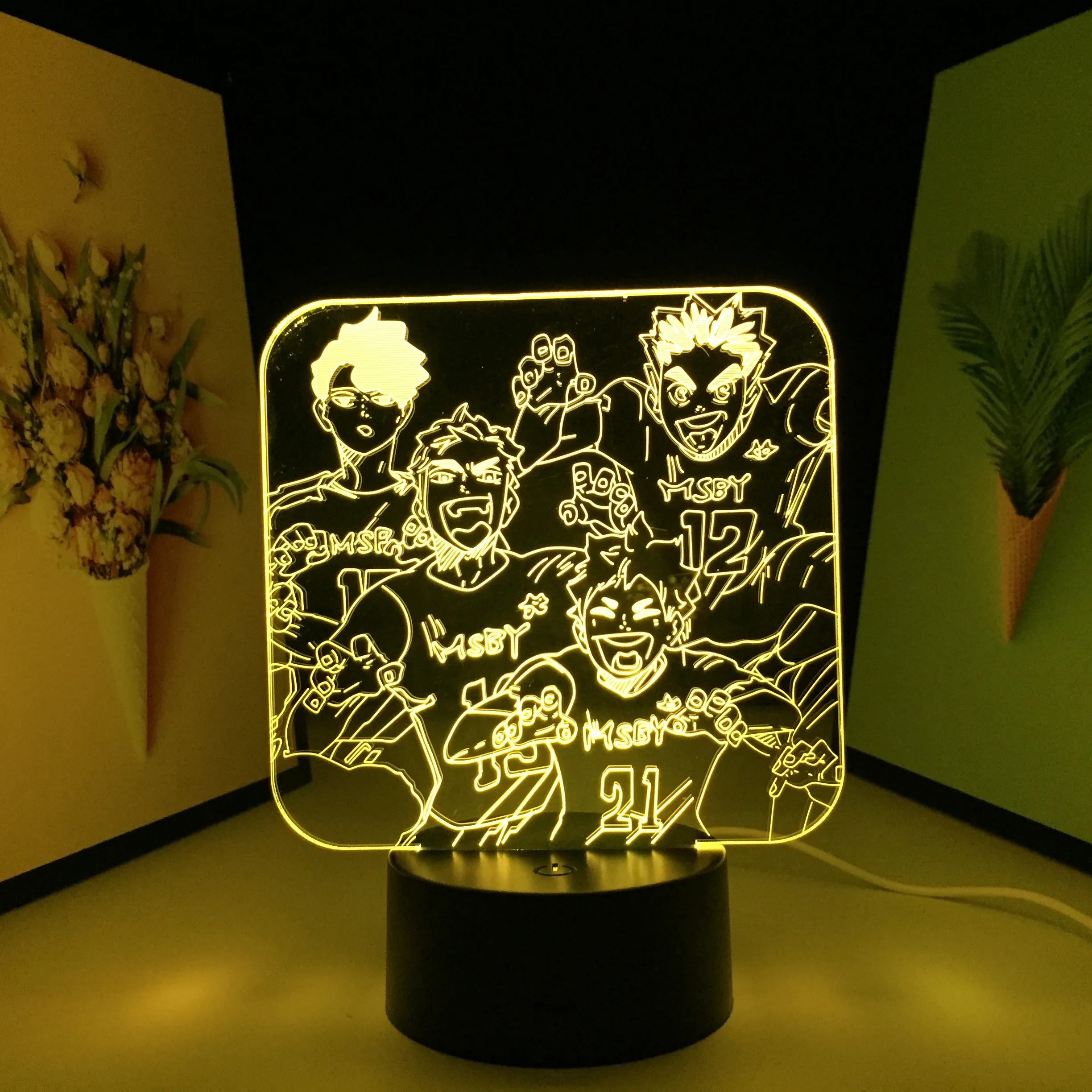 Anime Haikyuu Svetlo 3D LED Lampa pre Deti Darček k Narodeninám Dieťa Spálňa Decor Nočné Svetlo Manga Mini Lampa Haikyuu Obrázok 1