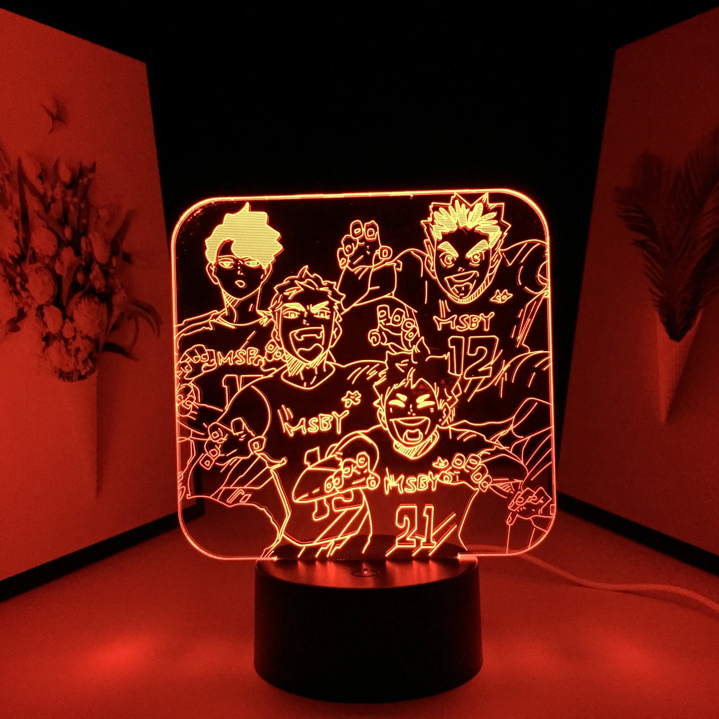 Anime Haikyuu Svetlo 3D LED Lampa pre Deti Darček k Narodeninám Dieťa Spálňa Decor Nočné Svetlo Manga Mini Lampa Haikyuu Obrázok 2