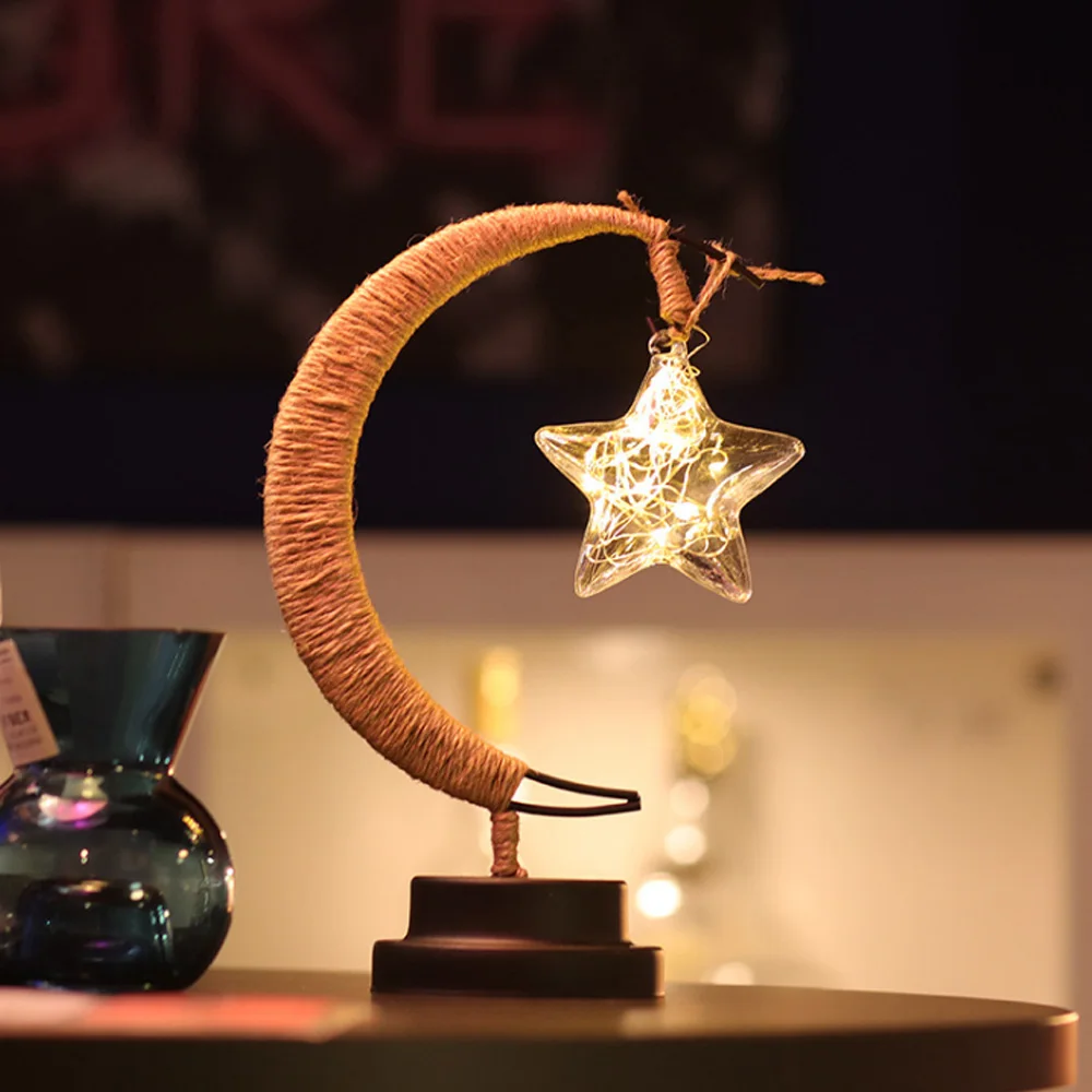LEDGlobe Ratan Loptu Lampa Kovaného Železa Ratan Konope Loptu Fantasy Ratan Loptu Luny Ploche Nočné Svetlo Domáce Dekorácie Svetla Obrázok 1